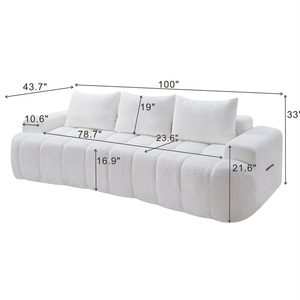 Sofá de Dos Plazas Moderno y Ecológico, Tapizado en Felpa, con Forma Cuadrada y Patas de Madera - Product Image 2