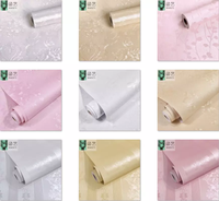 Stickers muraux Papier Peint En Relief Pivoine Roses Beige Couleur Auto-Adhésif Mural Simple Papier