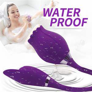 女性二合一阴蒂电动鸡蛋无线安静阴蒂吸舌玫瑰花振动器 - Product Image 6