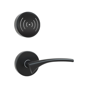 Serrure de porte d'hôtel intelligente, déverrouillage par carte électronique, acier inoxydable, noir argenté, clé mécanique incluse - Product Image 1