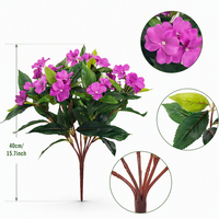 Bouquet d'Impatiens Artificiels Réalistes Uqueeten, Fleurs en Soie, Décoration d'Hiver pour Utilisation Intérieure/Extérieure, Cuisine, Balcon, Jardinières
