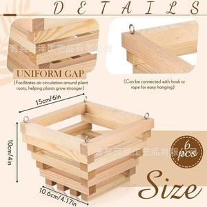 Wooden hanging flower pot <b>basket</b>, indoor balcony decorative <b>plant</b> hanging <b>basket</b>, multi-purpose outdoor flower pot orchid - Product Image 5