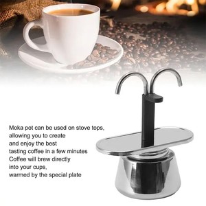 Gadgets 2024 portátil <span class=keywords><strong>Moka</strong></span> cafetera estufa eléctrica Espresso cafetera de acero inoxidable <span class=keywords><strong>doble</strong></span> válvula <span class=keywords><strong>Moka</strong></span> Pot con 2 tazas - Product Image 6