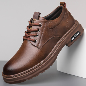 Martin <b>Boots</b> Men Leather Round Toe Lace Up Anti Slip <b>Spring</b> Casual Shoes - Product Image 1