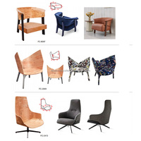 Fauteuil de bureau moderne à dossier haut, pivotant, avec accoudoirs incurvés en contreplaqué et structure en bois – Accessoires pour fauteuil
