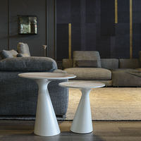 Table basse ronde moderne de luxe italienne personnalisée - Table d'appoint en acier inoxydable et verre