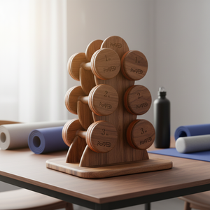 Support d'haltères en bois haut de gamme, durable, multi-niveaux, de <span class=keywords><strong>luxe</strong></span> léger, avec logo personnalisé, portable, capacité de charge sécurisée, pour fitness intérieur - Product Image 1