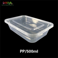 Boîte à lunch jetable en plastique de haute qualité de 500ml avec couvercles pour servir des aliments