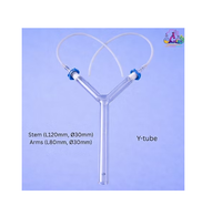 Olfactomètre en Y en verre borosilicaté, tige L120mm, bras L80mm, diamètre 30mm, personnalisable OEM pour le comportement olfactif des insectes