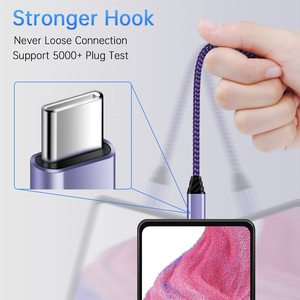 Câble USB-C de charge rapide 3A Kunai OEM, nouveau design, en cuivre, sortie 20W, compatible Android, iOS, imprimante, scanner, 2m, 3m, avec boîte - Product Image 3