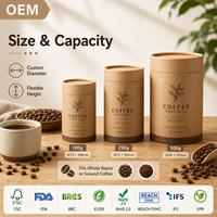 Tube en papier kraft écologique personnalisé pour torréfacteur de café, emballage 360°, couleur Pantone, OEM, boîte cylindrique hermétique pour grains entiers, gelée, sucre