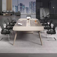 Mesa de Conferencia Circular Moderna Minimalista de Bambú, Móvil y Ajustable en Altura, Juego de Sillas para Uso Comercial en Oficinas