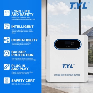 Sistema de Almacenamiento de Energía Solar <span class=keywords><strong>con</strong></span> Batería de Litio LiFePO4 de 5kWh, Batería de Respaldo para el Hogar, Paquete de Baterías de Montaje en Pared <span class=keywords><strong>con</strong></span> BMS de Ciclo Profundo - Product Image 2