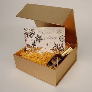 Promozione scatola magnetica pieghevole profumo oro di lusso scatola regalo pieghevole con coperchio magnetico scatola magnetica rigida pieghevole