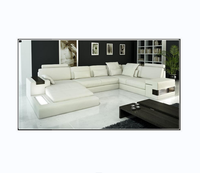 OEM ODM, ensemble élégant de chaise longue en forme de U, dernier design avec lampes, cuir véritable et rembourrage éponge pour meubles de maison