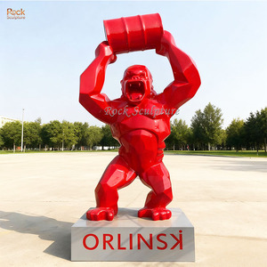 Décoration de jardin extérieur Statue d'<span class=keywords><strong>animal</strong></span> en résine grande statue de gorille en fibre de verre personnalisée <span class=keywords><strong>Sculpture</strong></span> en diamant - Product Image 2