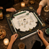 Tapis de jeu de mahjong et poker en mélamine rembourré, de luxe, moderne, OEM, transfrontalier, pour 4 joueurs, résistant aux taches, antidérapant, personnalisable