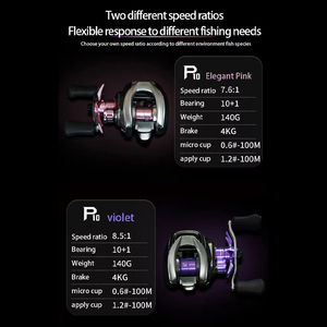 Moulinet de pêche Micro Baitcasting en alliage d'aluminium, rapport de transmission 7.6:1 8.5:1, frein 4kg, 11 roulements pour lac, rivière, ruisseau - Product Image 3