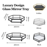 Plateau de table en métal créatif européen de haute qualité servant un plateau en verre décoratif plateau miroir doré