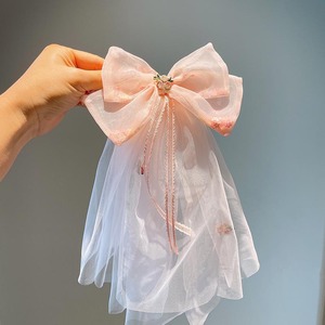 Versione coreana <span class=keywords><strong>dolce</strong></span> maglia fiocco nastro fermaglio per capelli fata Charm principessa fuggitiva foulard fiore ragazza accessori - Product Image 5