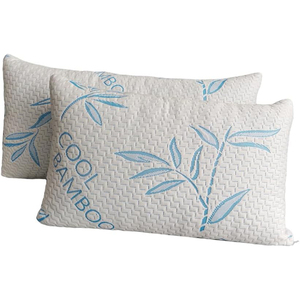 2 Pack <strong>King</strong> <strong>Size</strong> Cooling Shredded Memory Foam Adjustable Bed <strong>Pillows</strong> with Removable/Washable Cover and Bamboo Leaves Pattern - Product Image 1
