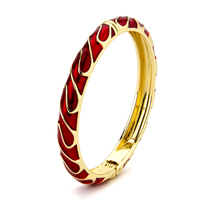 Bracelet jonc articulé en alliage de zinc plaqué or, émail cloisonné rouge, artisanat traditionnel chinois, pour femme, vente en gros Daili