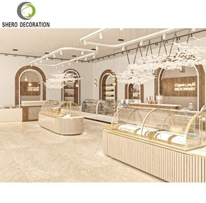 Mostrador de exhibición de panadería de vidrio curvo de alta calidad, vitrina de lujo personalizada para exhibir postres y pan, para diseño de interiores de panaderías. - Product Image 4