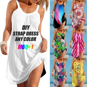 Custom Solid Kleur Sexy Mouwloze Jurken Strand Tie Dye Tank Top Zonnejurk Beach Wrap Plus Size Vrouwen Zomer Tube jurken