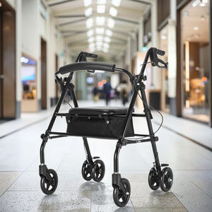 הליכון מתקפל נייד מפלדת פחמן גבוהה, עמיד בפני קורוזיה, עם מושב למבוגרים, לטיפול בריאותי וסיוע בהליכה, OEM ODM - Product Image 5