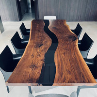 Table de salle à manger en résine époxy de style moderne en bois massif avec métal Design unique pour la maison ou l'hôtel Meubles de super qualité