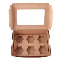 Boîte à gâteau carrée jetable en papier kraft, boîte d'emballage pour macarons avec fenêtre transparente
