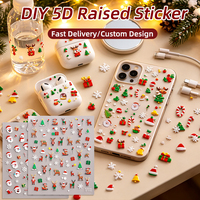 Prêt à expédier – Boîte cadeau de décalcomanies 5D en relief pour ongles, motif houx et flocon de neige, pour décorations de fête