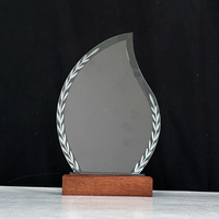 Trophée en cristal tranchant vierge avec MH-NJ0141 de base en bois