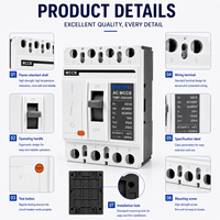 Disjoncteur à boîtier moulé 250A 4 pôles 400/690V à déclenchement thermomagnétique MCCB, interrupteur de déconnexion CA pour systèmes d'alimentation industriels