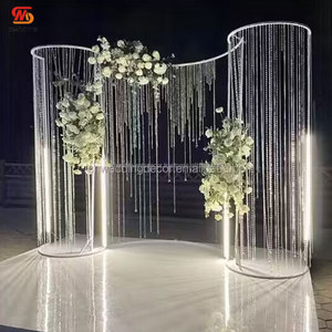 Phông nền đám cưới bán chạy, khung kim loại cong, rèm hạt đèn trang trí - Product Image 1