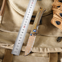 Couteau pliant en acier damas cuivré GT-DM035-2, manche G10, cœur en acier VG10, couteau de poche EDC, boîte noire