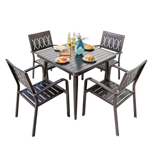Ensemble de table et de chaises de jardin en aluminium pour l'extérieur, 4 places, résistant aux intempéries, mobilier de cour moderne - Product Image 1