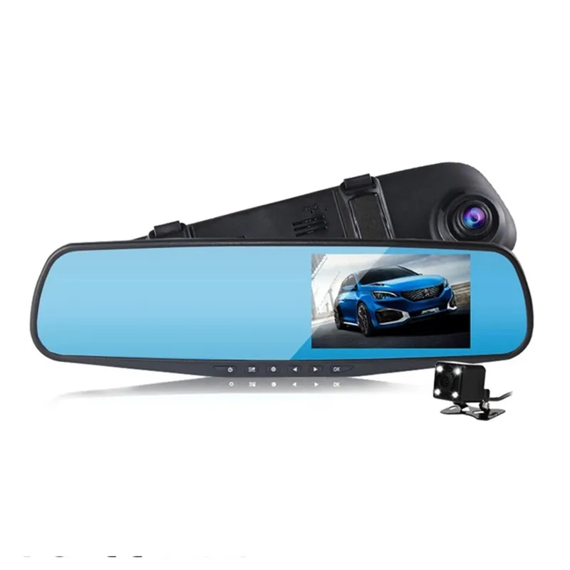 Anstar — caméra de tableau de bord numérique avec rétroviseur, 4.3 pouces, dashcam, caméra de recul, enregistreur vidéo automatique, Fhd 1080p, double objectif