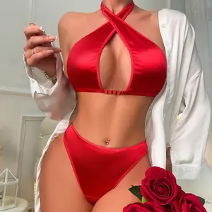 Soild color 2 pezzi lingerie senza schienale bikini da donna intimo intimo intimo erotico