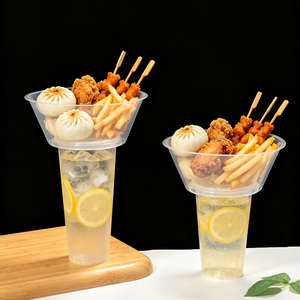 Vaso Combinado 2 en 1 Viral <span class=keywords><strong>para</strong></span> Redes Sociales con Tazón Superior en Forma de Embudo, Vaso de Plástico Duro PP <span class=keywords><strong>para</strong></span> Comida Callejera y Boba - Product Image 1