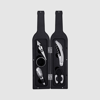 Ensemble d'ouvre-bouteille à vin moderne en acier inoxydable écologique, 4 pièces, avec un design en forme de bouteille rouge, pour une utilisation à domicile ou au bar