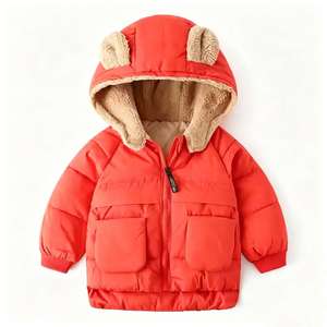 Vêtements d'extérieur pour enfants en coton à capuche avec oreilles d'ours, mignons, pour garçons et filles, de haute qualité, épais et coupe-vent, vente en gros - Product Image 6