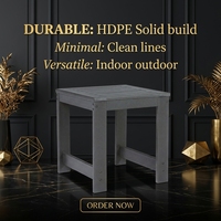 Table d'appoint de patio pliable en HDPE résistante aux intempéries, table d'appoint extérieure empilable durable, petite table basse carrée de jardin pour villa