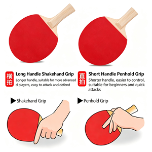 Raquette de tennis de table professionnelle en bois massif monocouche avec caoutchouc à picots longs en carbone, éponge de 1,8 mm, poignée horizontale, colle inversée - Product Image 5