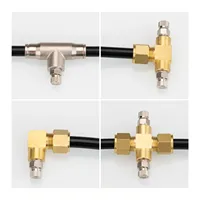 Raccord de brumisation en laiton à double buse en Y de 9,52 mm, connecteur rapide haute pression nickelé pour l'irrigation des jardins