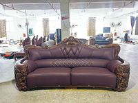 Juego de Sofás de Cuero de Lujo, Diseño Europeo Real, Estilo Chesterfield, Respaldo Acolchado, Brazos Curvos, Estructura de Madera Maciza, Hecho a Mano y Personalizado