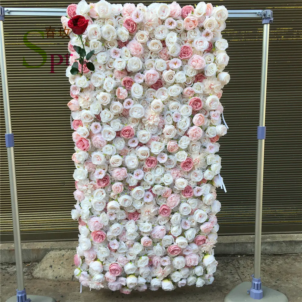 SPR-Panel de pared de flores artificiales 3D, personalizado, color rosa, para boda