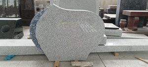 Lápida de Granito Gris Antigua para <span class=keywords><strong>Cementerio</strong></span> <span class=keywords><strong>con</strong></span> Diseño de Rosas Talladas - Product Image 4