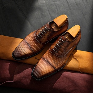 Zapatos Oxford de Cordones de Cuero Genuino de Alta Calidad, Impermeables, con Punta Cuadrada, para Otoño, Bodas, Fiestas, Negocios, Ropa Formal para Hombre - Product Image 1