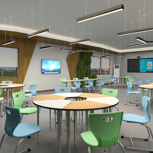 Meubles d'école au design moderne, bureau et chaise collaboratifs réglables pour la salle de classe, ensemble de bureaux pour étudiants pour la salle de classe d'activités - Product Image 2
